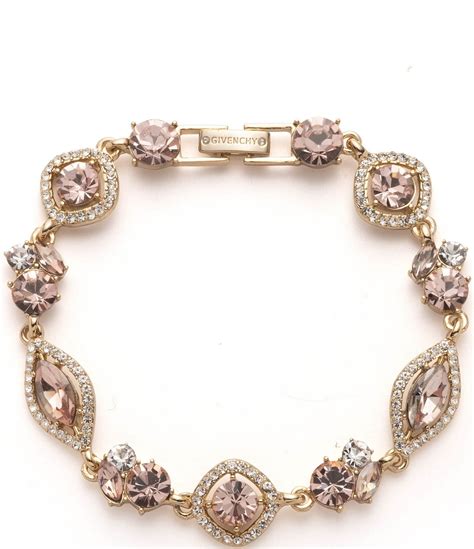 Givenchy Gold Tone Rose Crystal Flex Line Bracelet 